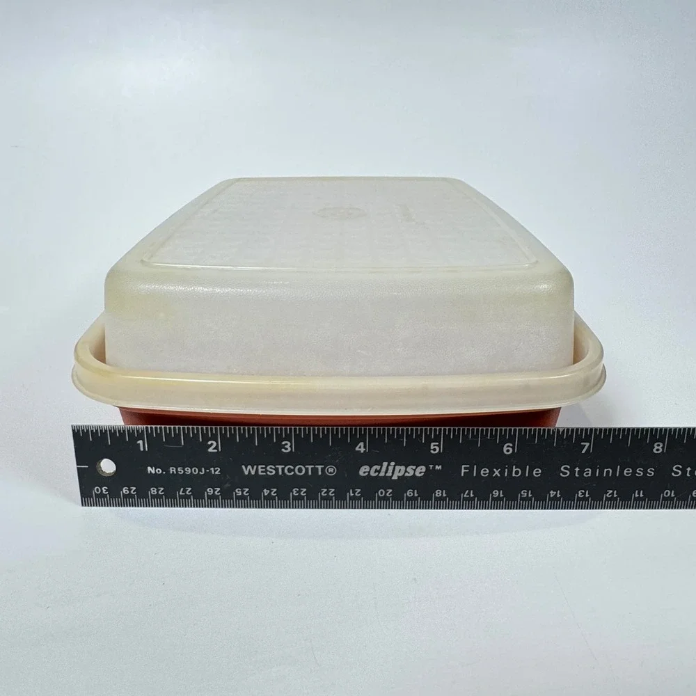 Vintage Tupperware Bacon Meat Keeper Set Paprika Red Orange 3pc 794 1292 622
